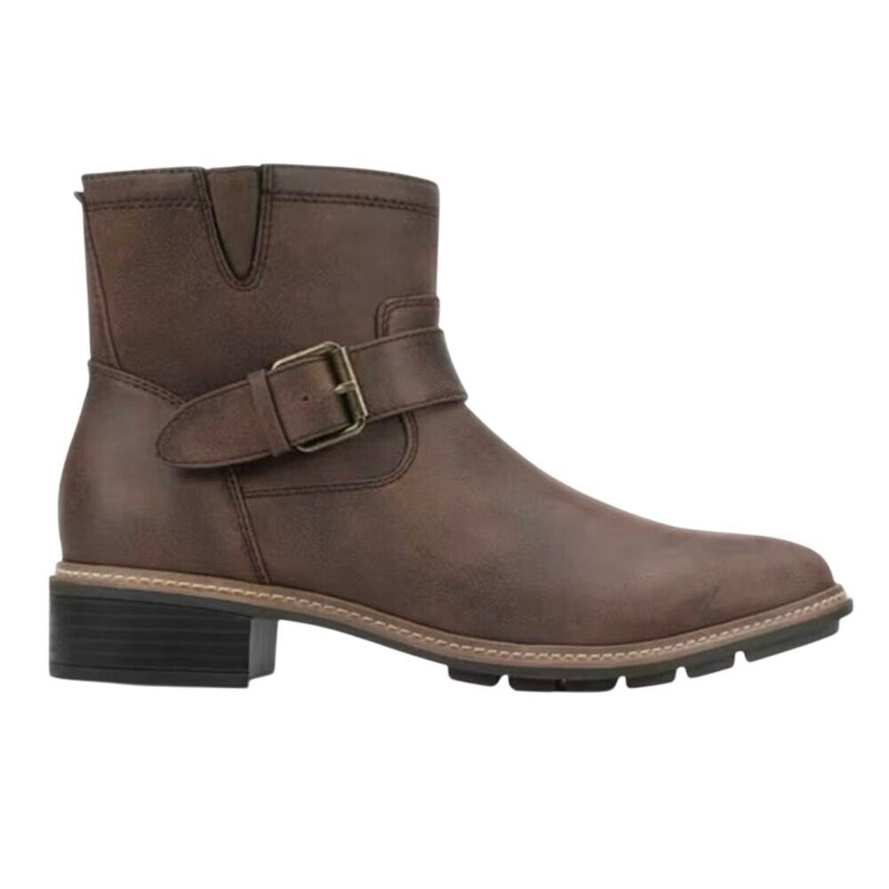 NEW Cliffs by White Mountain Elix Comfortable Zipper Ankle Boots 7M Brown Fabric